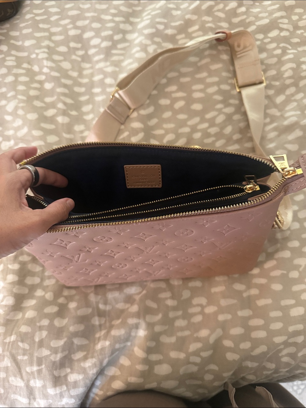 Louis Vuitton Rose Pink Embossed Monogram Chain & Canvas Strap Crossbody - Picture 3 of 5
